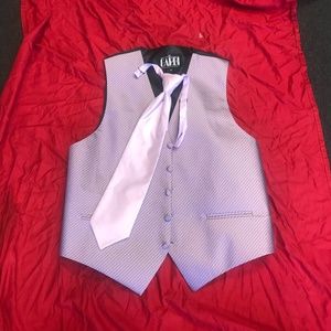 Diamond Print Lavender Tuxedo Vest and Tie Medium